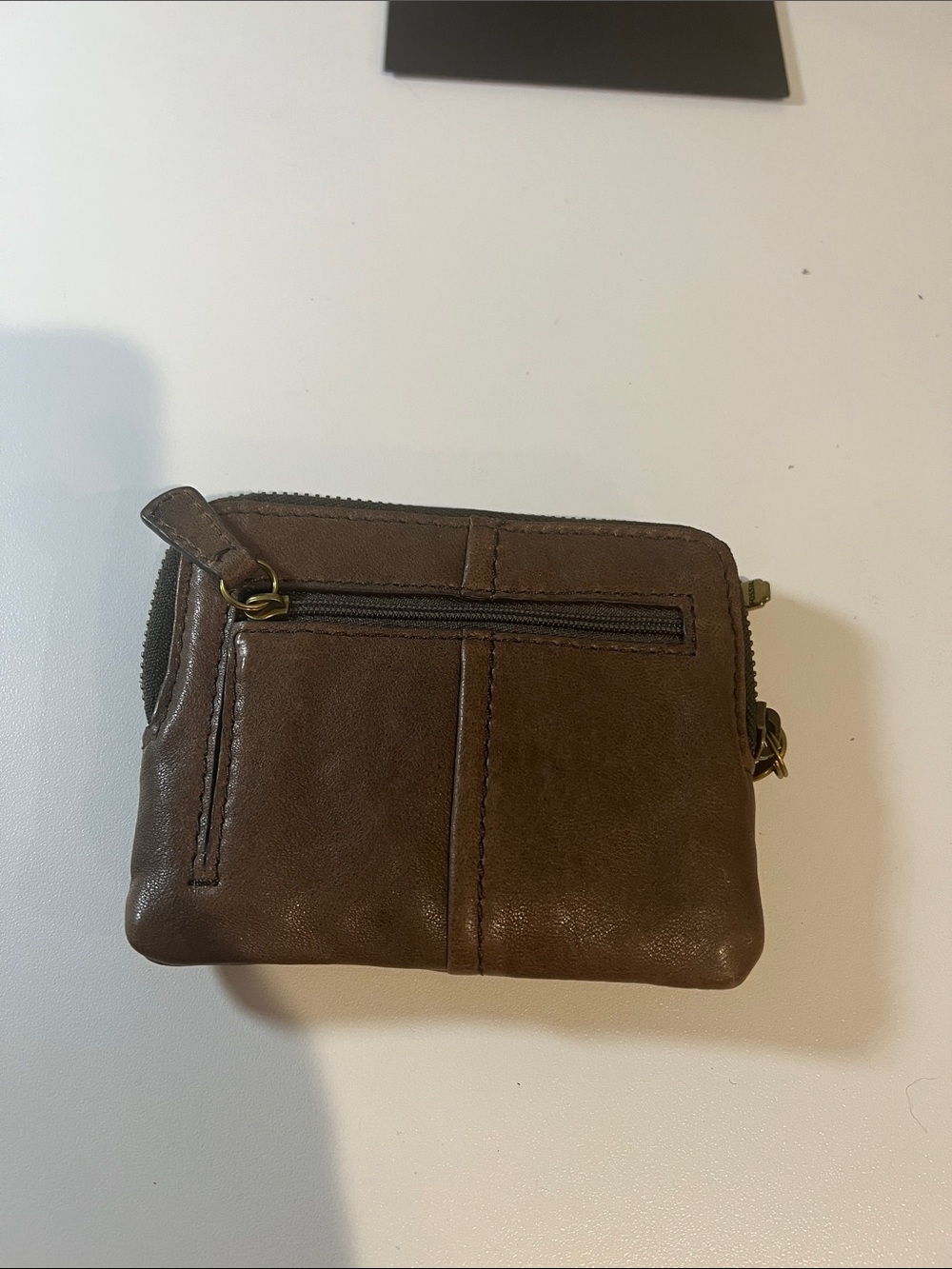 Fossil Brown Leather Zip Coin Wallet with Key Charm - Picture 5 of 6